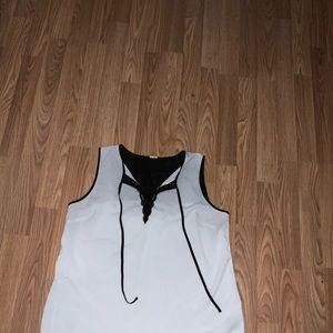 White with Black Lace Tank Top